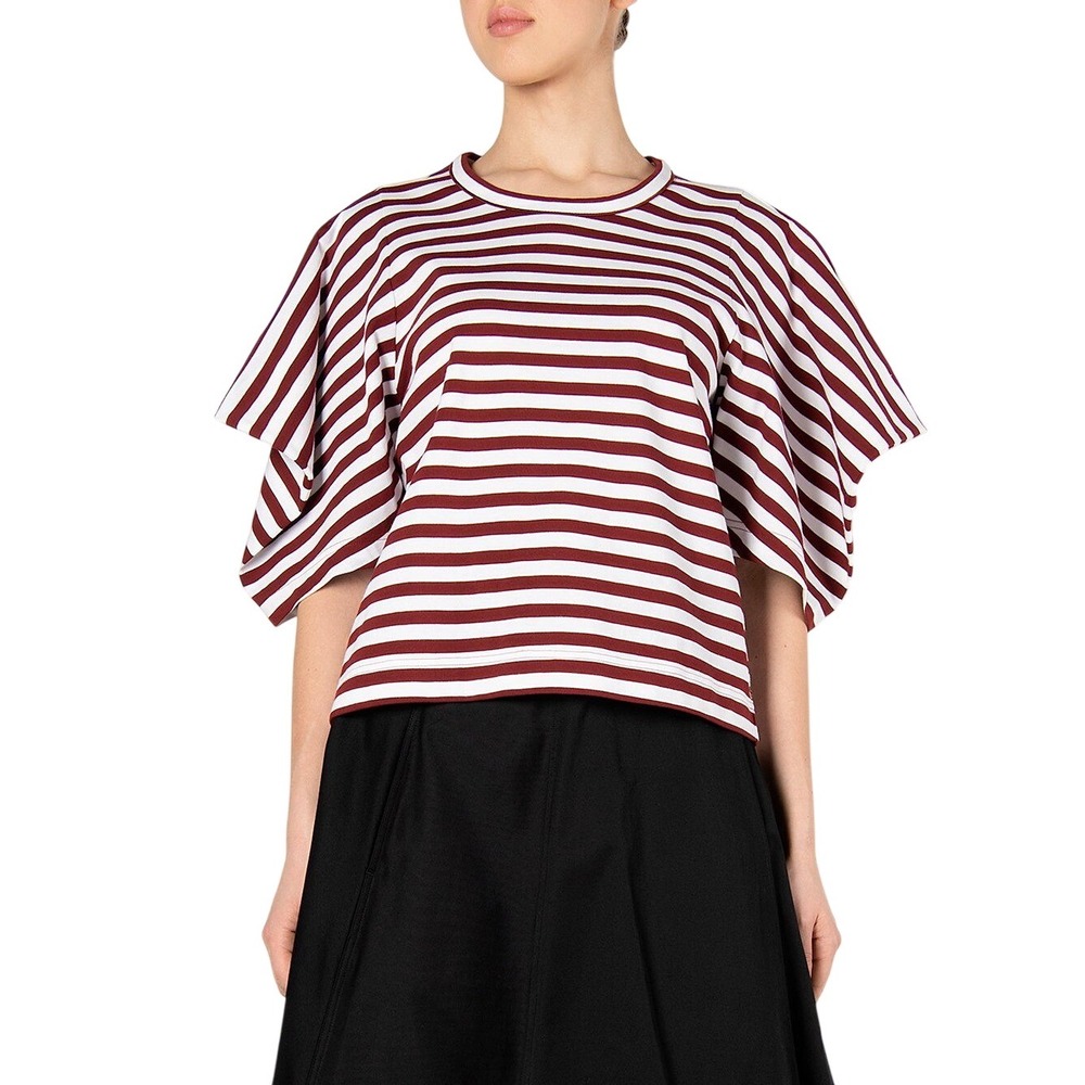 Pennyblack European Striped Printed Crewneck Trumpos Sleeves T-Shirt Size S‎ NWT